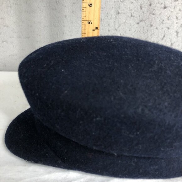 Vintage 1950s Boiled Wool Hat Navy Blue Retro Fashion Mod Groovy - Picture 7 of 9